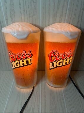 Rare Vintage Coors Light  beer lamp wall lamps Set Of Two Bar Decor